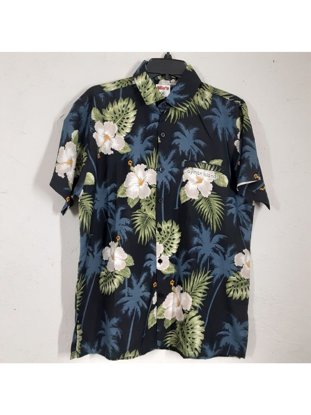 Mia's Men's Medium Tropical Caribbean Cayman Islands Hawaiian Shirt Floral